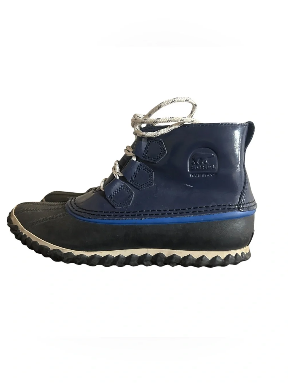 Sorel Out 'N About Rain Boots in the Nocturnal Blue/Black colorway Size 9
